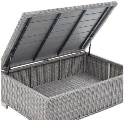 Conway 45" Outdoor Patio Wicker Rattan Coffee Table in Light Gray