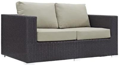 Convene Outdoor Patio Loveseat in Espresso Beige