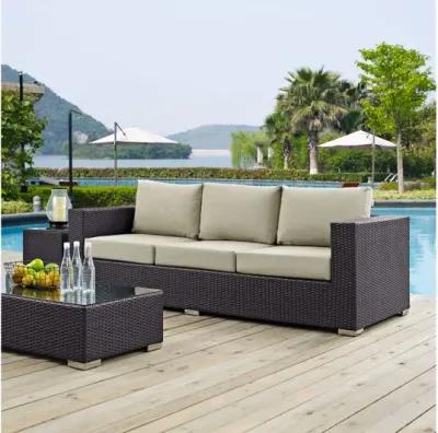 Convene Outdoor Patio Sofa in Espresso Beige