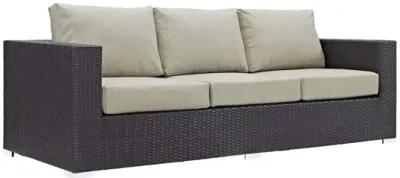 Convene Outdoor Patio Sofa in Espresso Beige