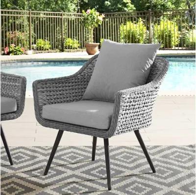 Endeavor Outdoor Patio Wicker Rattan Armchair in Gray Gray