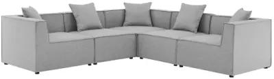 Saybrook Outdoor Patio Upholstered 5-Piece Sectional Sofa in Gray