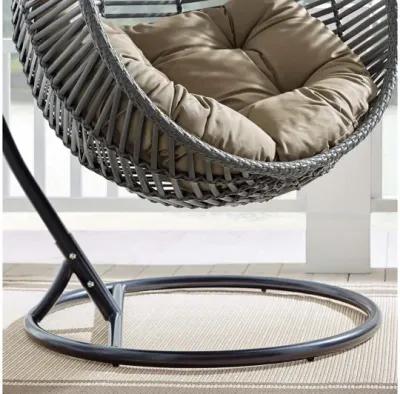 Garner Teardrop Outdoor Patio Swing Chair in Gray Mocha