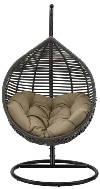 Garner Teardrop Outdoor Patio Swing Chair in Gray Mocha