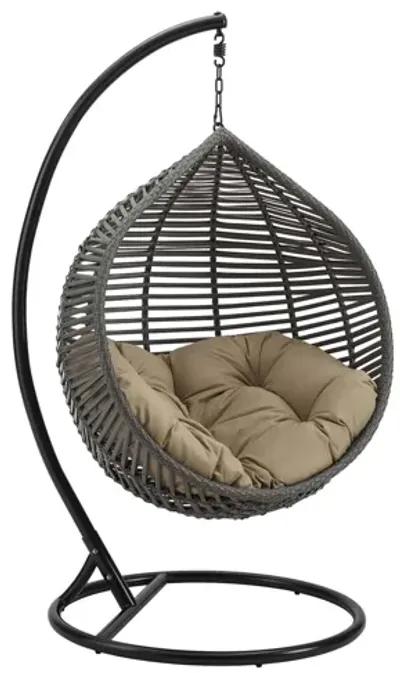 Garner Teardrop Outdoor Patio Swing Chair in Gray Mocha