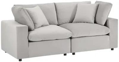 Commix Down Filled Overstuffed Performance Velvet Loveseat in Light Gray