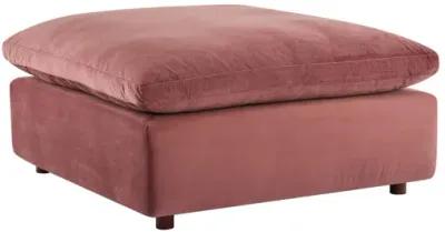 Commix Down Filled Overstuffed Performance Velvet Ottoman in Dusty Rose