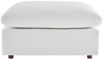 Commix Down Filled Overstuffed Performance Velvet Ottoman in White