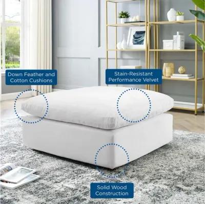 Commix Down Filled Overstuffed Performance Velvet Ottoman in White