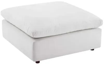 Commix Down Filled Overstuffed Performance Velvet Ottoman in White