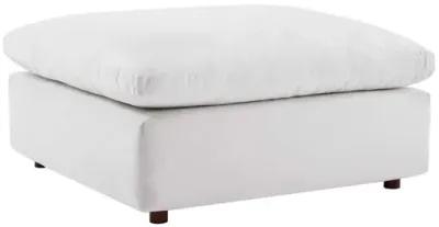 Commix Down Filled Overstuffed Performance Velvet Ottoman in White