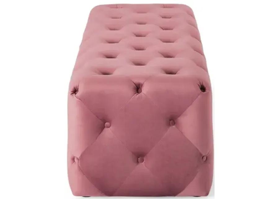 Amour 60" Tufted Button Entryway Performance Velvet Bench in Dusty Rose