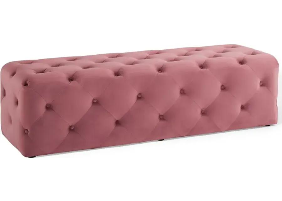 Amour 60" Tufted Button Entryway Performance Velvet Bench in Dusty Rose