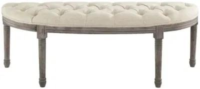 Esteem Vintage French Upholstered Fabric Semi-Circle Bench in Beige