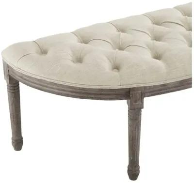 Esteem Vintage French Upholstered Fabric Semi-Circle Bench in Beige