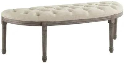 Esteem Vintage French Upholstered Fabric Semi-Circle Bench in Beige