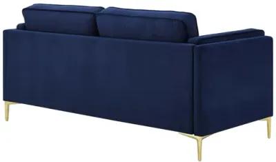 Kaiya Performance Velvet Sofa in Midnight Blue