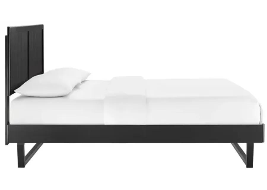 Alana King Wood Platform Bed With Angular Frame in Black