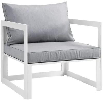 Fortuna 5 Piece Outdoor Patio Sectional Sofa Set in White Gray