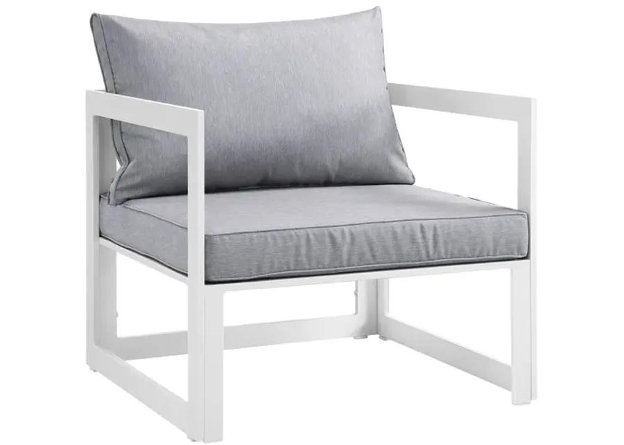 Fortuna 3 Piece Outdoor Patio Sectional Sofa Set in White Gray