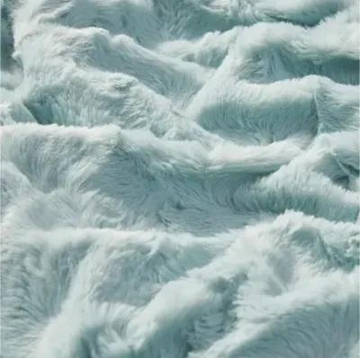 Zuri Oversized Faux Fur Throw in Aqua