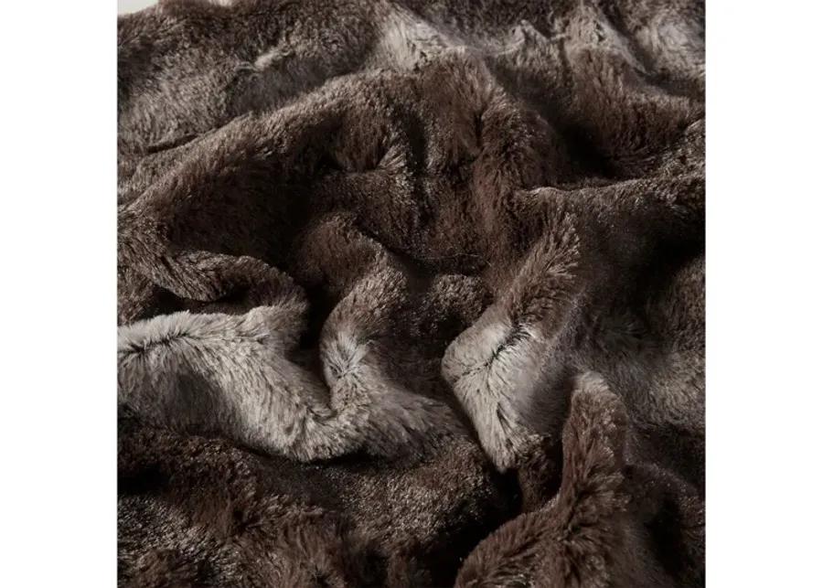 Zuri Oversized Faux Fur Throw in Brown