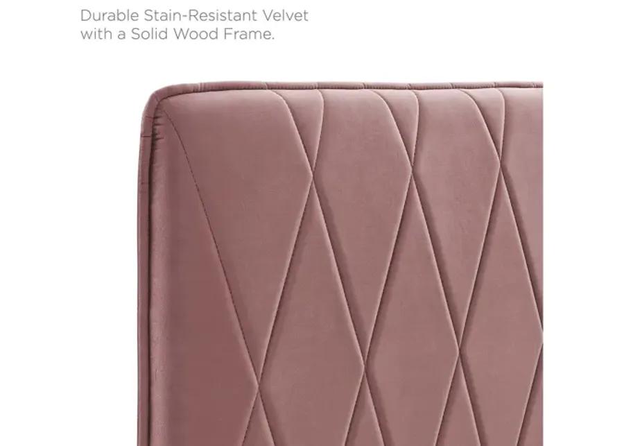 Leila Performance Velvet King/California King Headboard in Dusty Rose