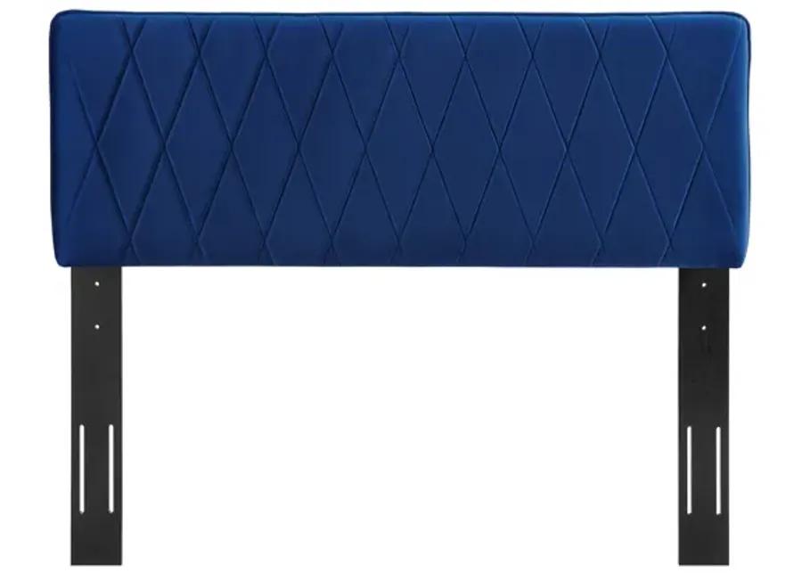 Leila Performance Velvet King/California King Headboard in Navy