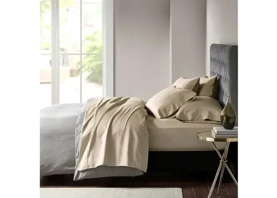 800 Thread Count Cotton Rich Sateen Queen Sheet Set in Khaki