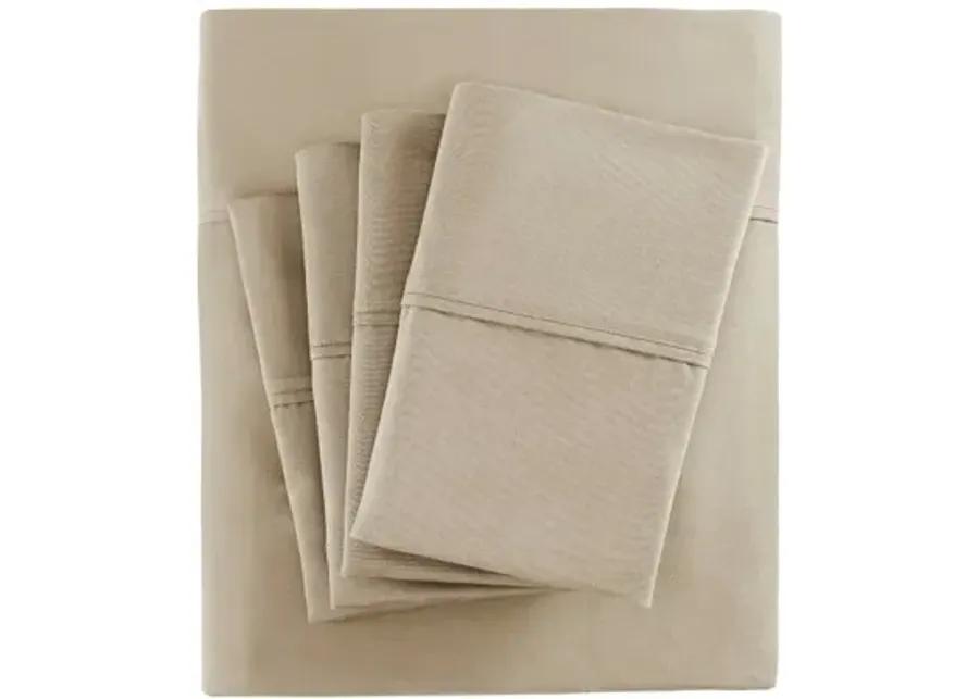 800 Thread Count Cotton Rich Sateen Queen Sheet Set in Khaki