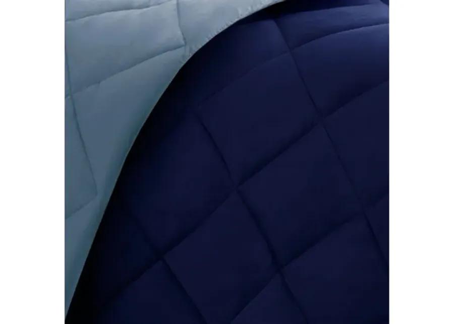 Larkspur 3M Scotchgard Diamond Quilting Reversible Down Alternative Full/Queen Comforter Set in Navy/Light Blue