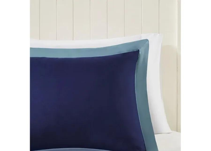 Larkspur 3M Scotchgard Diamond Quilting Reversible Down Alternative Full/Queen Comforter Set in Navy/Light Blue