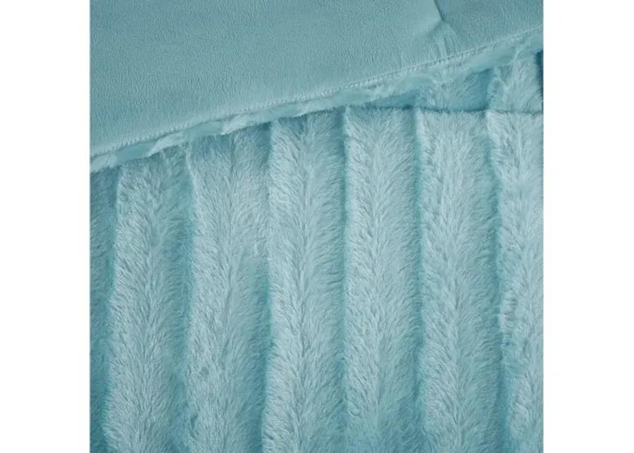 Duke Faux Fur Full/Queen Comforter Mini Set in Aqua