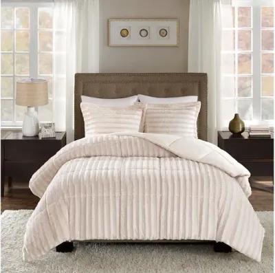 Duke Faux Fur Full/Queen Comforter Mini Set in Champagne