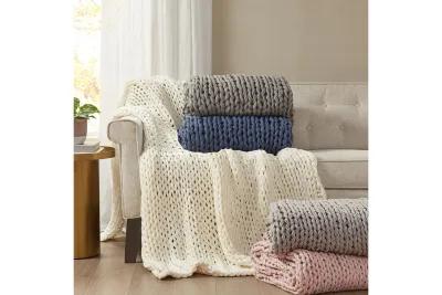 Handmade Chunky Double Knit Throw in Blush