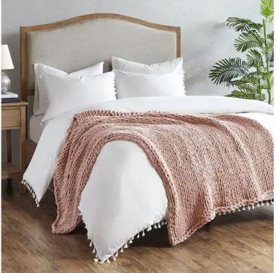 Handmade Chunky Double Knit Throw in Blush