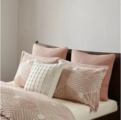 Ellipse Cotton Jacquard Full/Queen Duvet Cover Set in Blush