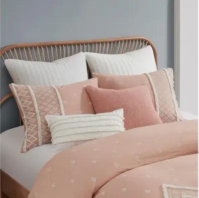 Marta 3 Piece Flax and Cotton Blended King/Cal King Comforter Set in Blush