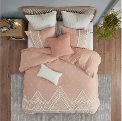 Marta 3 Piece Flax and Cotton Blended King/Cal King Comforter Set in Blush