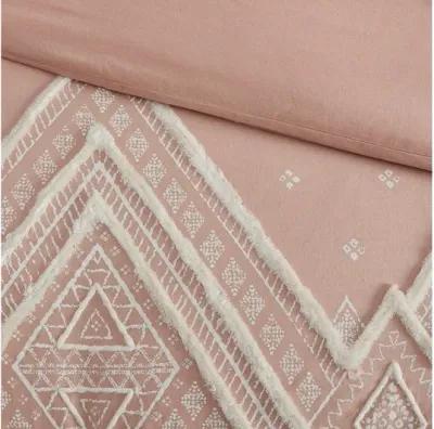 Marta 3 Piece Flax and Cotton Blended King/Cal King Comforter Set in Blush