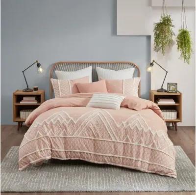 Marta 3 Piece Flax and Cotton Blended King/Cal King Comforter Set in Blush