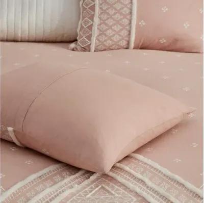 Marta 3 Piece Flax and Cotton Blended King/Cal King Comforter Set in Blush