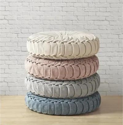 Loretta Poly Chenille Round Floor Pillow Cushion in Grey