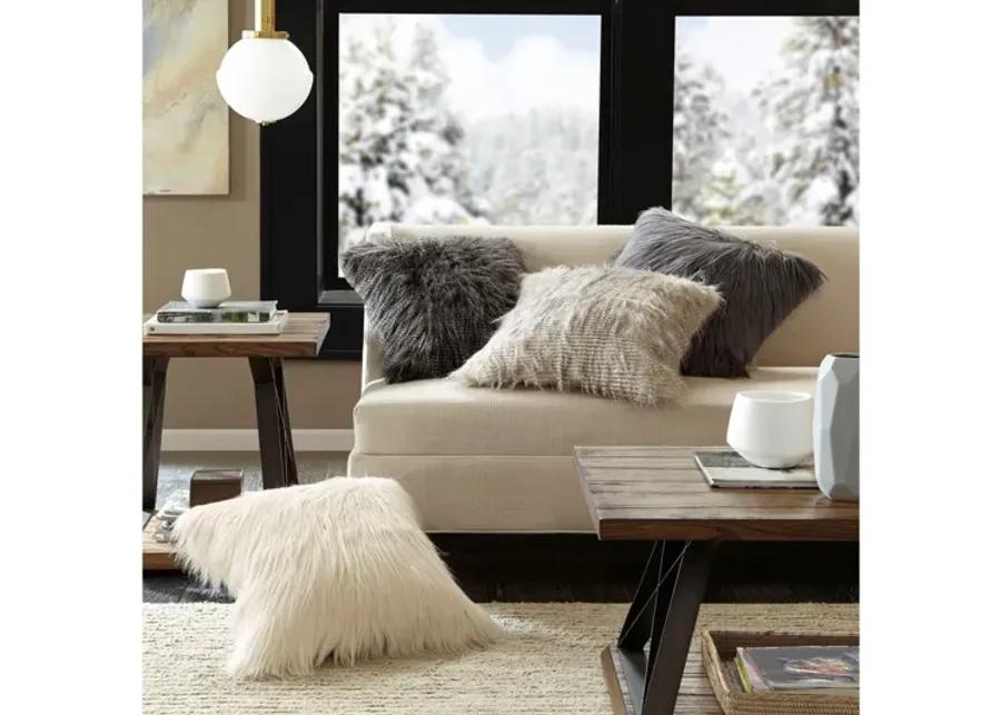 Edina Black Faux Fur Square Pillow