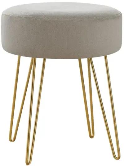 Ottoman - Beige Fabric / Gold Metal Legs