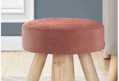 Pink Ottoman with Wood Legs