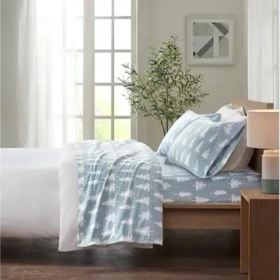 Cozy Flannel Blue Forest 100% Cotton Flannel Printed Full Sheet Set