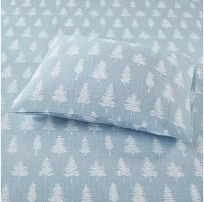 Cozy Flannel Blue Forest 100% Cotton Flannel Printed Full Sheet Set