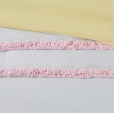 Haisley Pink Cotton Full Comforter Set with Chenille Trim