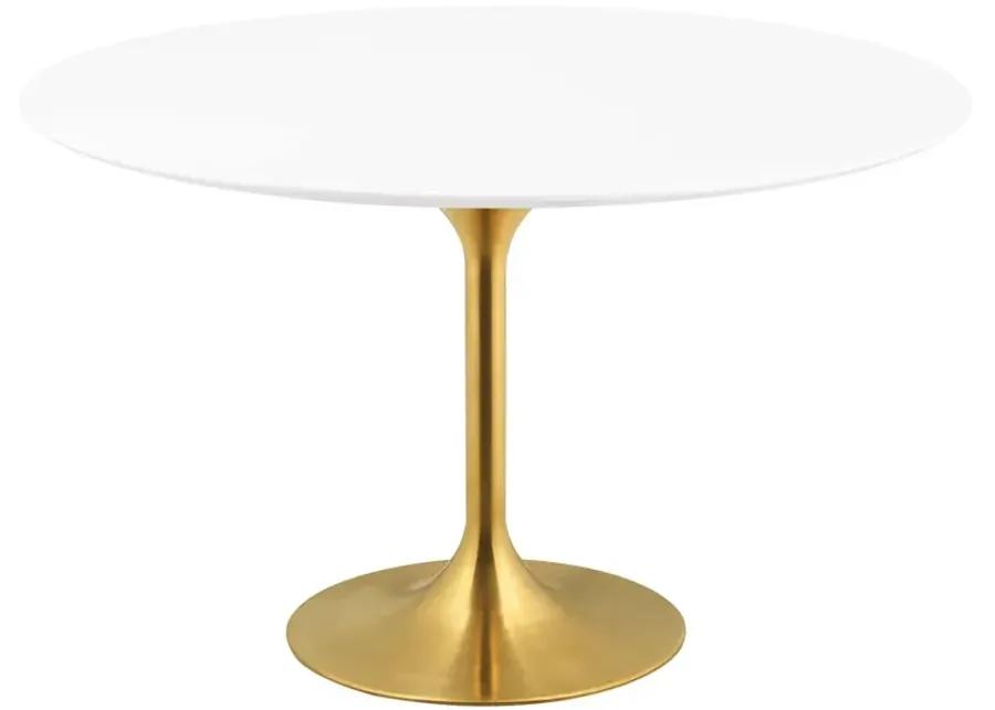 Lippa 54" Round Wood Dining Table in Gold White